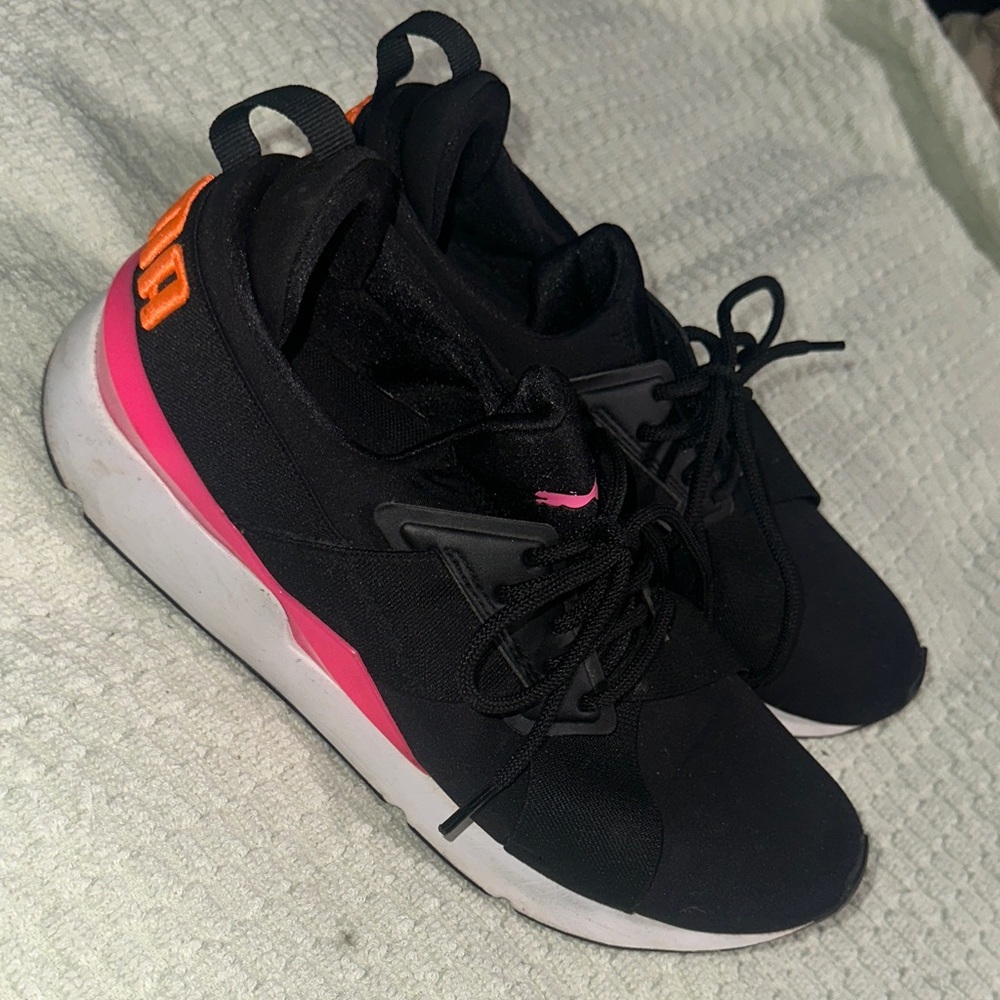 Puma Black and Pink Sneakers with Orange Accents